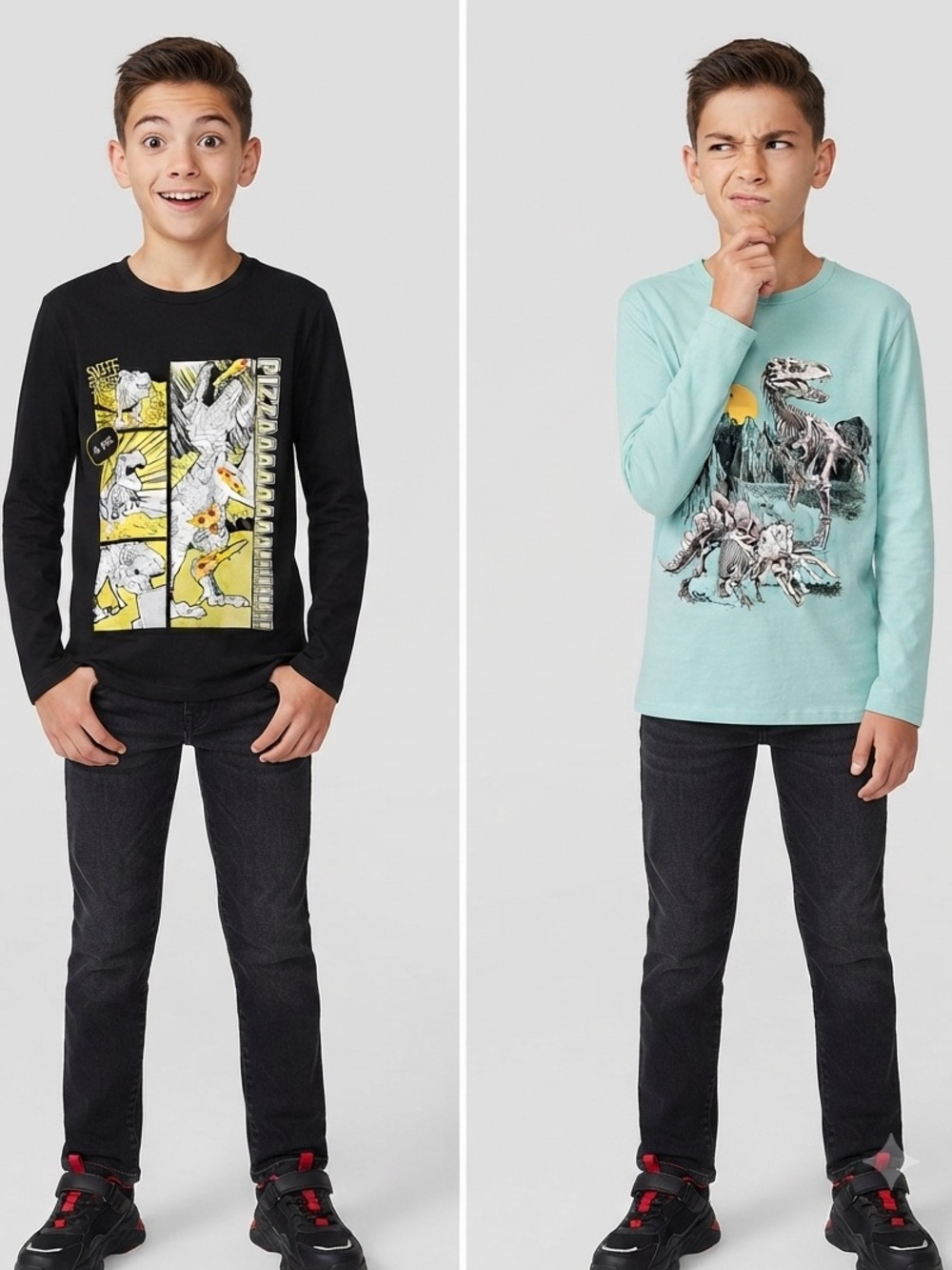 NEW 2pk The Children’s Place Dino Long Sleeve Graphic Tee Shirts Youth XL 14 Set